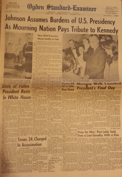 Nov. 23, 1963 Ogden Standard-Examiner, Lyndon B. Johnson being sworn in